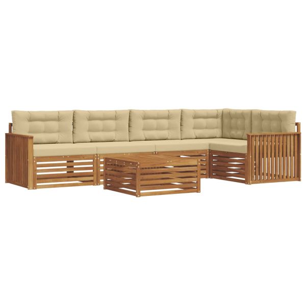 Комплект дивани за открито 6 pcs Натурален и Бежов