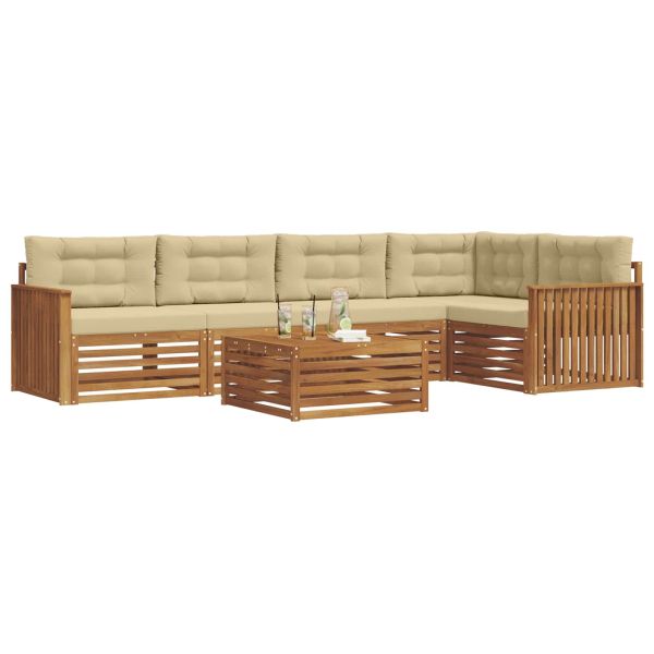 Комплект дивани за открито 6 pcs Натурален и Бежов