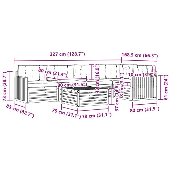 Комплект дивани за открито 6 pcs Натурален и Бежов