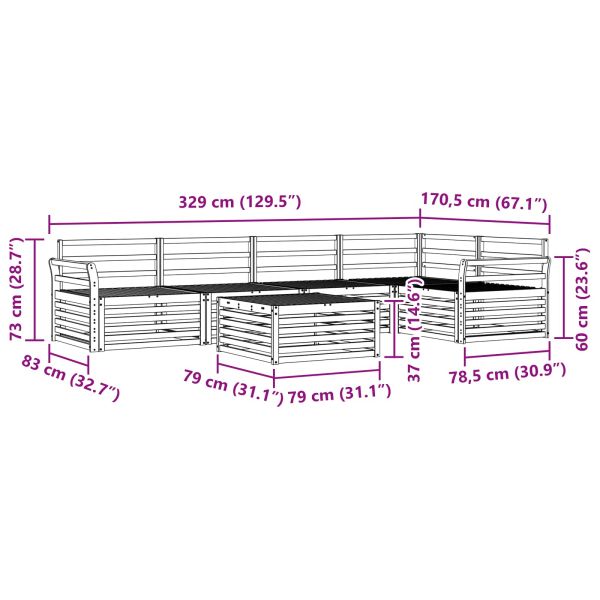 Комплект дивани за открито 6 pcs Естествен