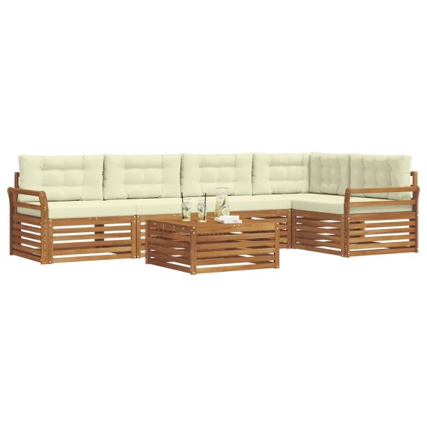 Комплект дивани за открито 6 pcs Натурален и Крема