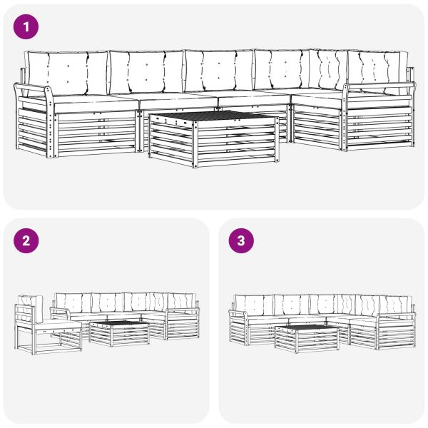 Комплект дивани за открито 6 pcs Натурален и Крема