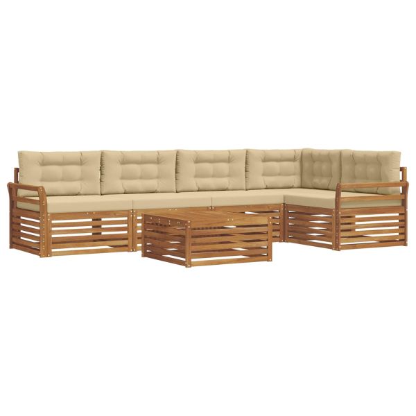 Комплект дивани за открито 6 pcs Натурален и Бежов