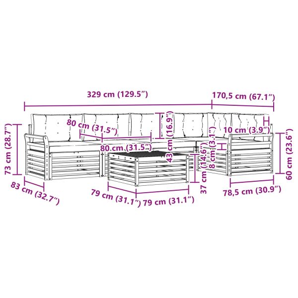 Комплект дивани за открито 6 pcs Натурален и Бежов