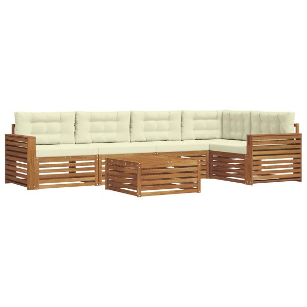 Комплект дивани за открито 6 pcs Натурален и Крема