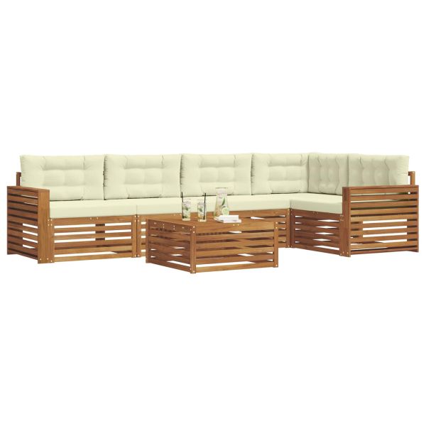 Комплект дивани за открито 6 pcs Натурален и Крема