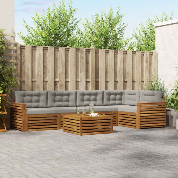 Комплект дивани за открито 6 pcs Естествено и светло сиво