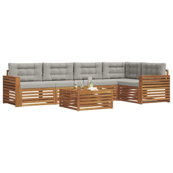 Комплект дивани за открито 6 pcs Естествено и светло сиво