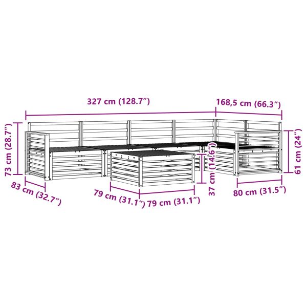 Комплект дивани за открито 6 pcs Естествен