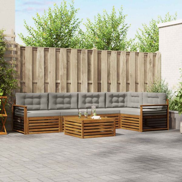 Комплект дивани за открито 6 pcs Естествено и светло сиво