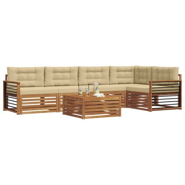 Комплект дивани за открито 6 pcs Натурален и Бежов
