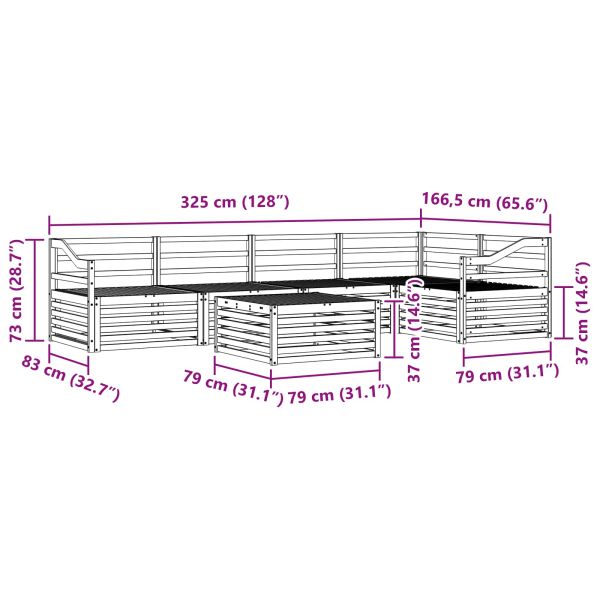 Комплект дивани за открито 6 pcs Естествен
