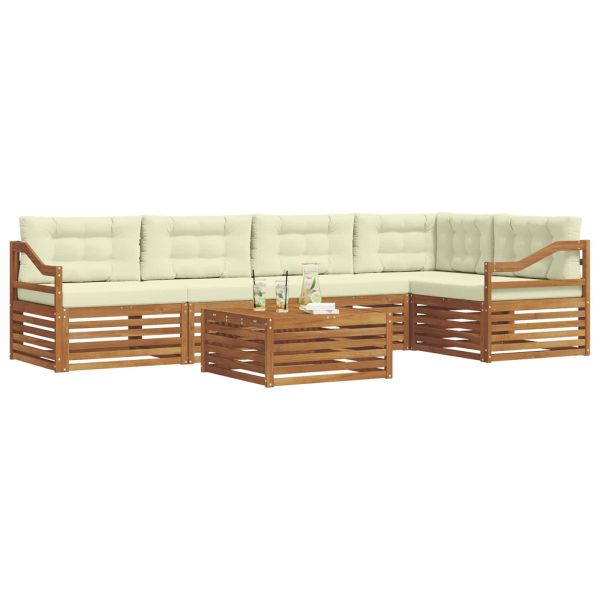 Комплект дивани за открито 6 pcs Натурален и Крема