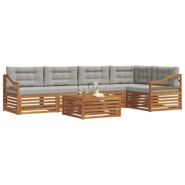 Комплект дивани за открито 6 pcs Естествено и светло сиво