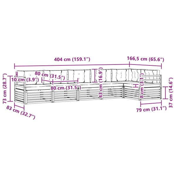 Комплект дивани за открито 6 pcs Натурален и Крема