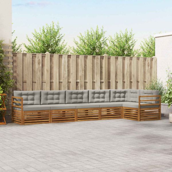 Комплект дивани за открито 6 pcs Естествено и светло сиво