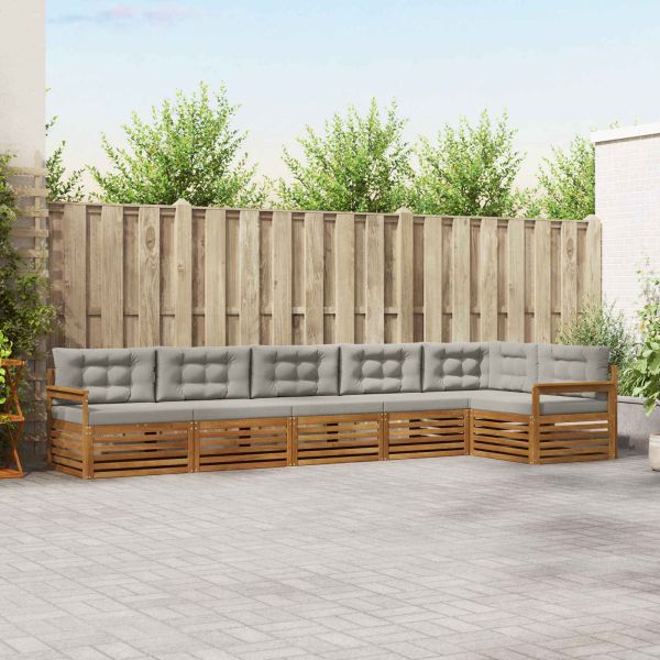 Комплект дивани за открито 6 pcs Естествено и светло сиво