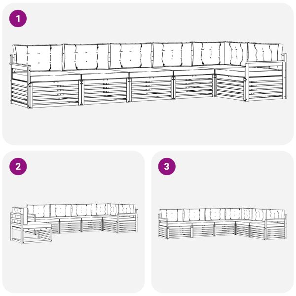 Комплект дивани за открито 6 pcs Естествено и светло сиво