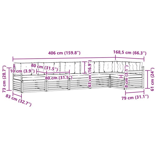 Комплект дивани за открито 6 pcs Натурален и Бежов