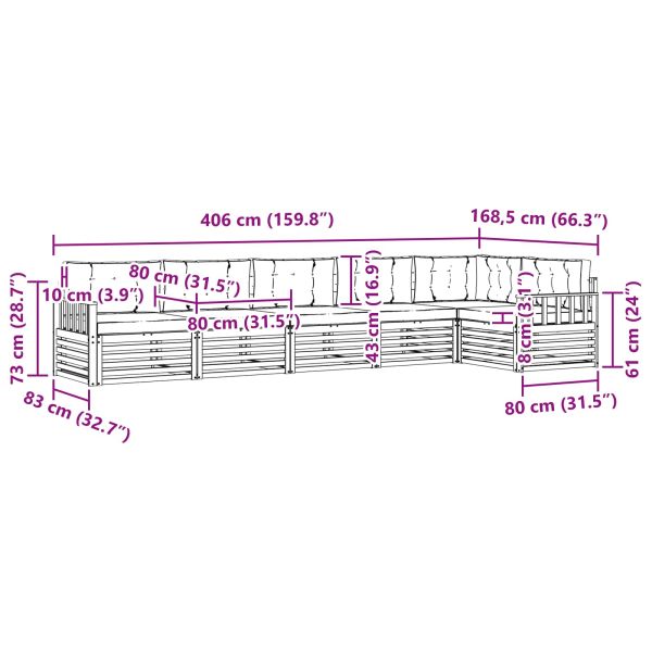 Комплект дивани за открито 6 pcs Натурален и Бежов