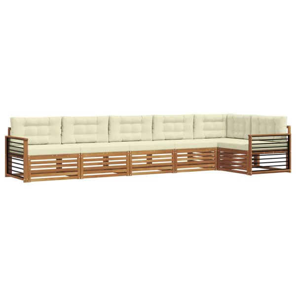 Комплект дивани за открито 6 pcs Натурален и Крема