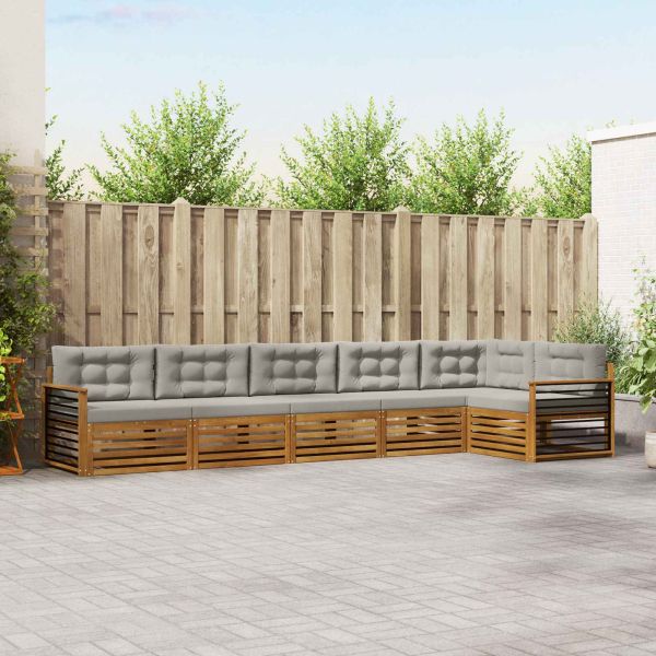 Комплект дивани за открито 6 pcs Естествено и светло сиво