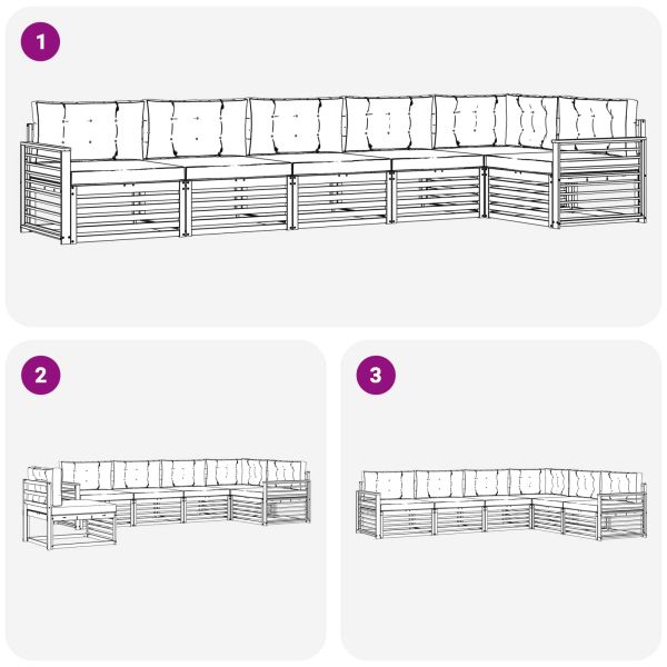 Комплект дивани за открито 6 pcs Естествено и светло сиво