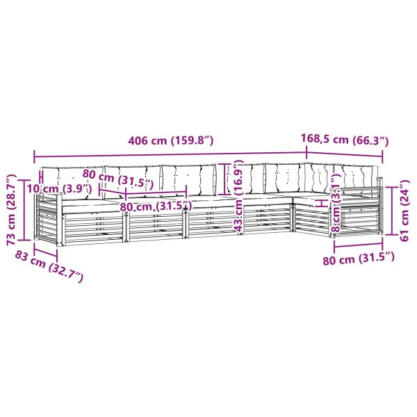 Комплект дивани за открито 6 pcs Натурален и Бежов