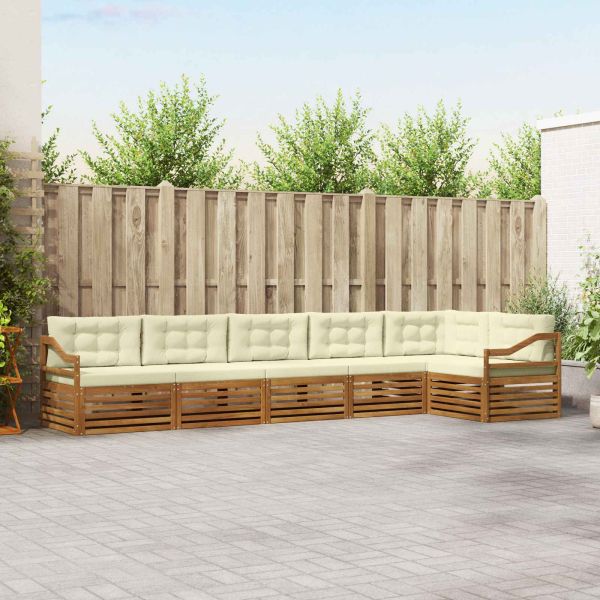 Комплект дивани за открито 6 pcs Натурален и Крема