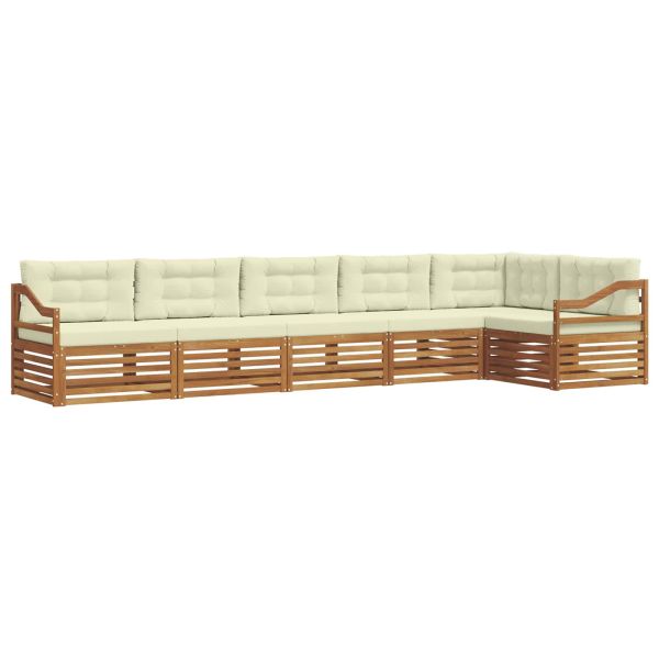 Комплект дивани за открито 6 pcs Натурален и Крема