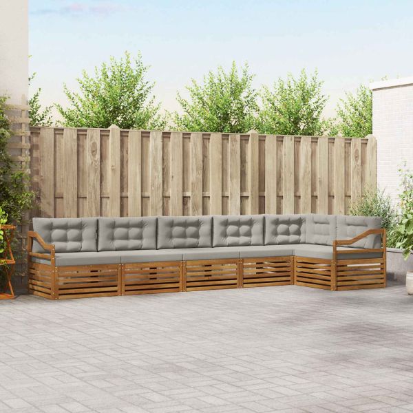 Комплект дивани за открито 6 pcs Естествено и светло сиво