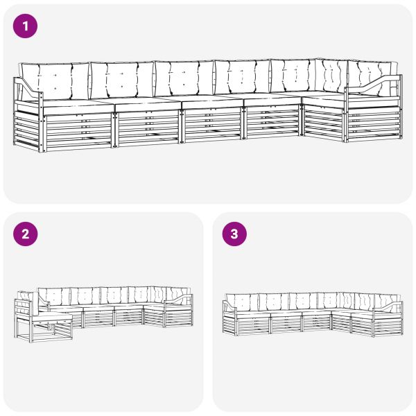 Комплект дивани за открито 6 pcs Натурален и Бежов