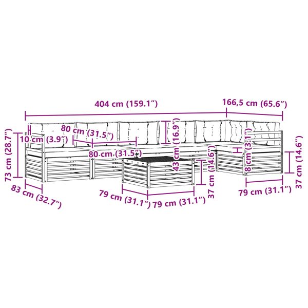 Комплект дивани за открито 7 pcs Натурален и Крема