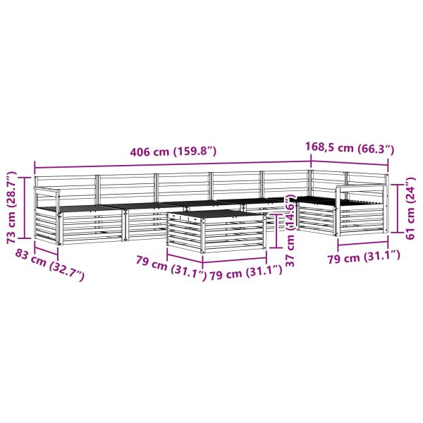 Комплект дивани за открито 7 pcs Естествен