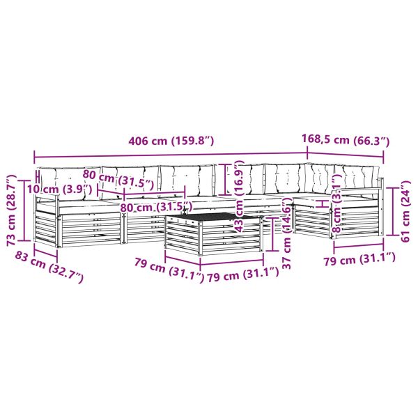 Комплект дивани за открито 7 pcs Естествено и светло сиво