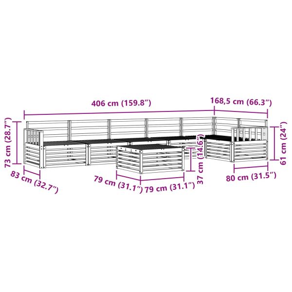 Комплект дивани за открито 7 pcs Естествен