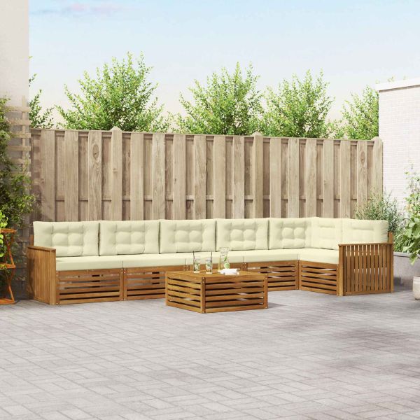 Комплект дивани за открито 7 pcs Натурален и Крема