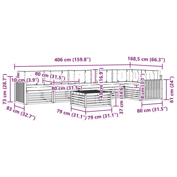 Комплект дивани за открито 7 pcs Натурален и Крема