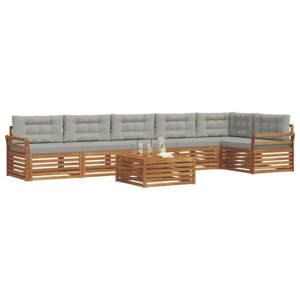 Комплект дивани за открито 7 pcs Естествено и светло сиво