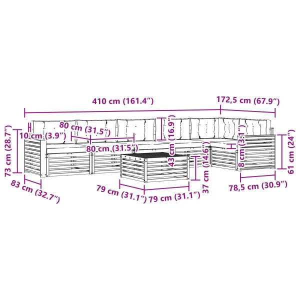 Комплект дивани за открито 7 pcs Естествено и светло сиво