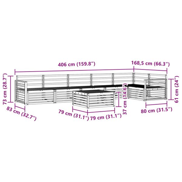 Комплект дивани за открито 7 pcs Естествен