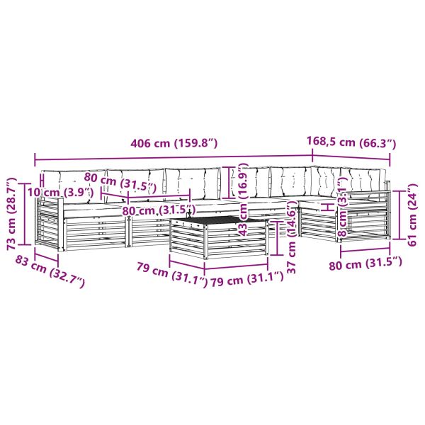 Комплект дивани за открито 7 pcs Натурален и Бежов