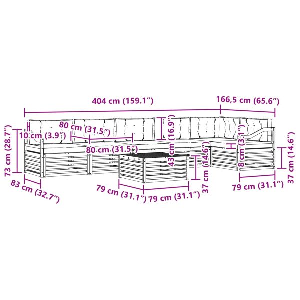 Комплект дивани за открито 7 pcs Натурален и Бежов