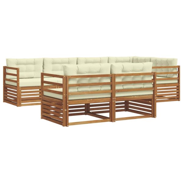 Комплект дивани за открито 7 pcs Натурален и Крема