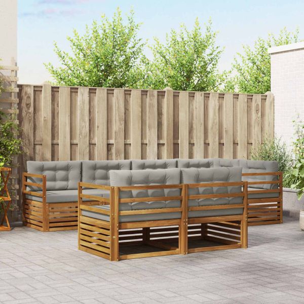 Комплект дивани за открито 7 pcs Естествено и светло сиво