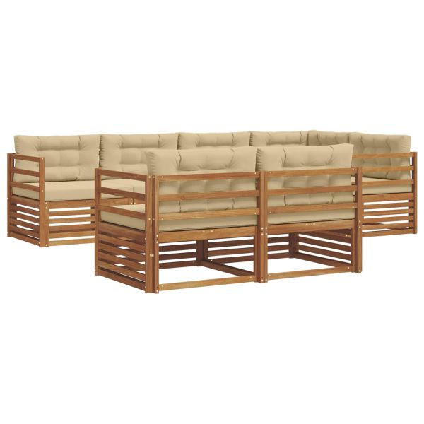 Комплект дивани за открито 7 pcs Натурален и Бежов