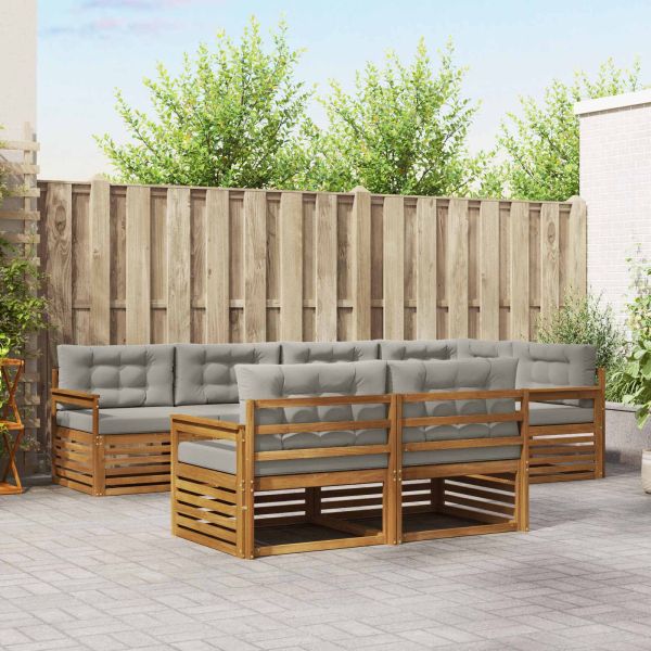 Комплект дивани за открито 7 pcs Естествено и светло сиво