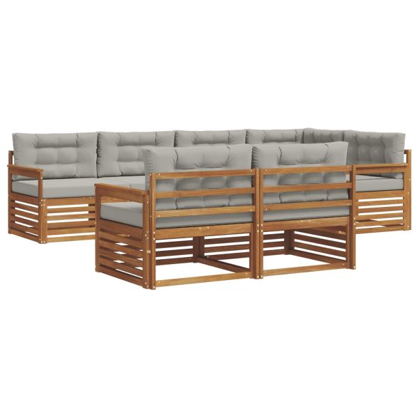 Комплект дивани за открито 7 pcs Естествено и светло сиво