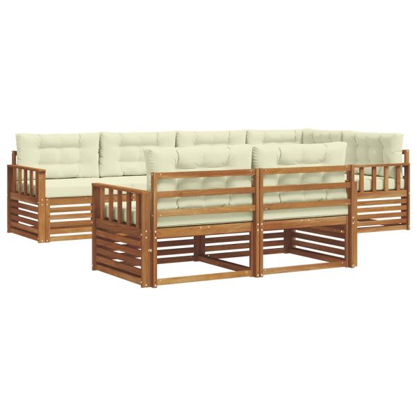 Комплект дивани за открито 7 pcs Натурален и Крема