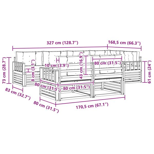 Комплект дивани за открито 7 pcs Натурален и Крема